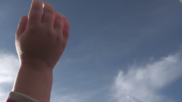 子供の手と空 — ストック動画