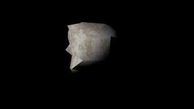 Kaya bir şey dokusu siyah arkaplanda 3D canlandırmayı döndürür