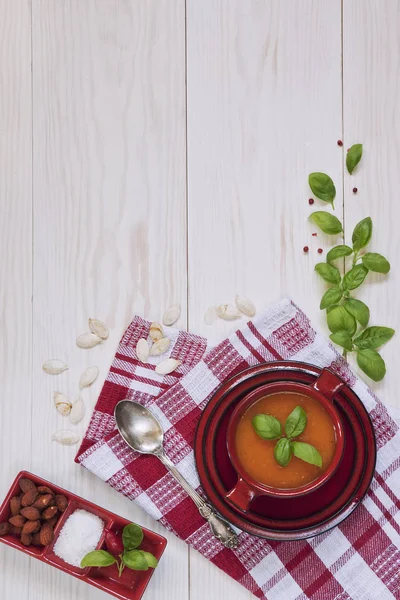 Piring dengan sup krim labu — Stok Foto