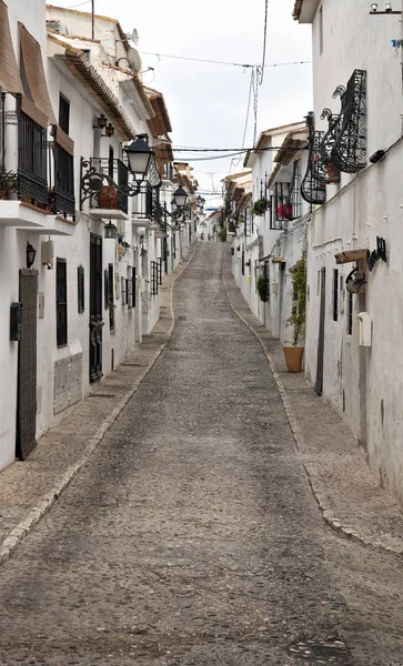 streets with White houses of beautiful old town Altea in the Costa Blanca of Spain.