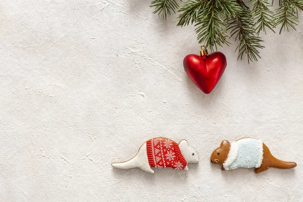 Rats Shaped gingerbread cookies on the white background. Concept — Stock Photo, Image