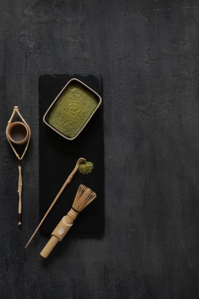 Matcha green tea ceremony kit - matcha powder, wooden spoon