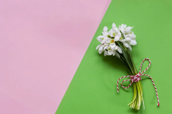 Fresco bellissimo bouquet dei primi bucaneve foresta primaverile — Foto Stock