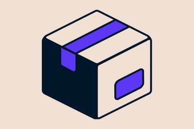 Teslimat kutusu izometrik simgesi, trend vektör illüstrasyonu.