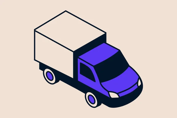 Delivery Truck Isometric Icon Trending Vector Illustration — 스톡 벡터
