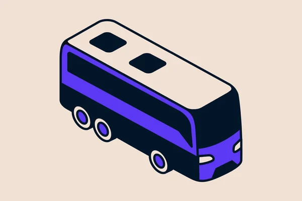 Long Modern Bus Isometric Icon Trending Vector Illustration — Stock Vector