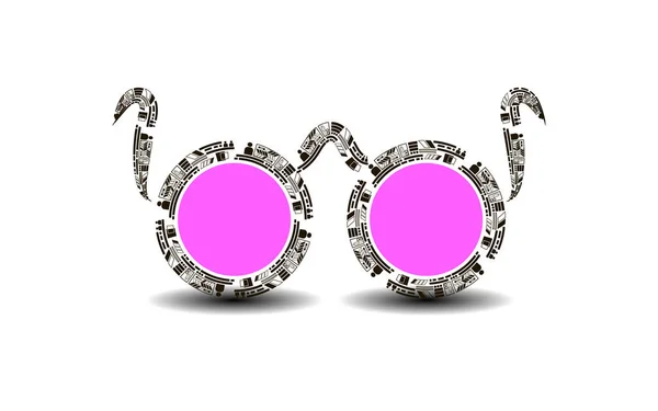 Gafas abstractas llanta negra con un patrón y lentes rosas — Vector de stock