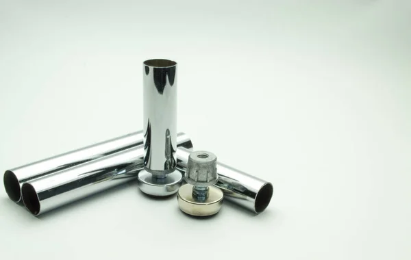 Chrome parts for the assembly of cabinet furniture — 스톡 사진
