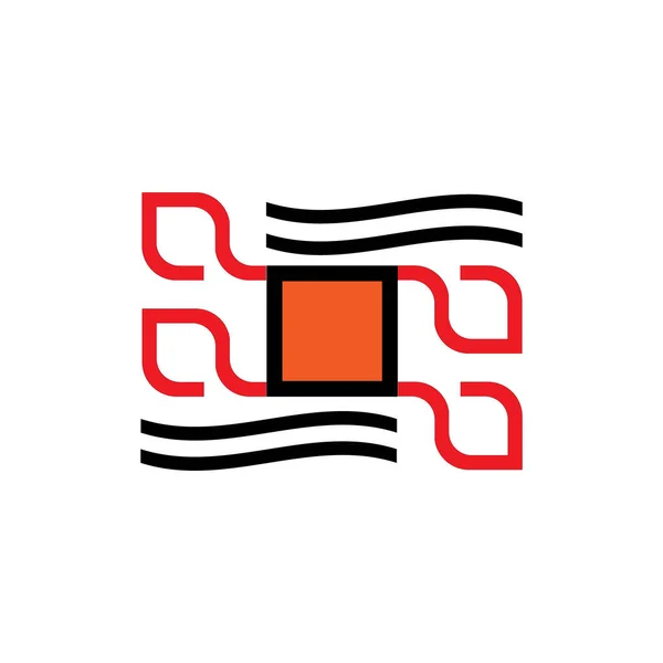 Plexo Del Logotipo Del Gradiente Negro Rojo Dos Formas Con — Vector de stock