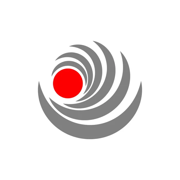 Elegante Logotipo Rojo Sol Gris Círculo Brillo Gráficos Vectoriales — Vector de stock