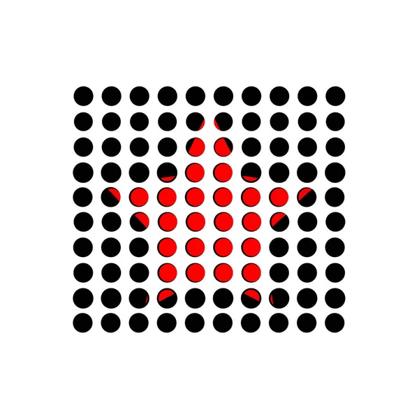 Estrella roja bajo círculos negros perforados — Vector de stock