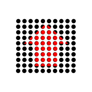 Siyah dairelerle kaplı kırmızı ok.