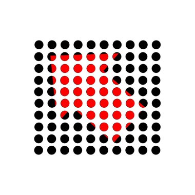 Siyah dairelerle kaplı kırmızı ok.