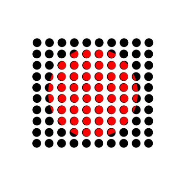 Siyah deforme halkalarla kaplı kırmızı top.