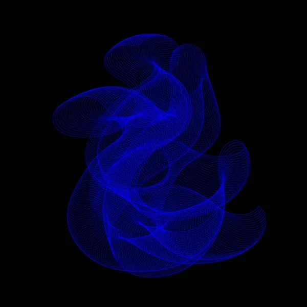 Синий Абстрактный Дым Линейной Формы Черном Фоне Векторной Графики — стоковый вектор