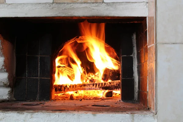 Hot,beautiful fire in the Russian stove,fireplace./In many homes in Russia there is a Russian furnace.They have several functions.Stove warms the house on frosty days,especially in winter.In the oven prepare food: soups, bake meat and other products,