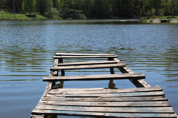 Old Wooden Bridge Pier Lake Photo Old Bridge Lake Pond Stock Picture