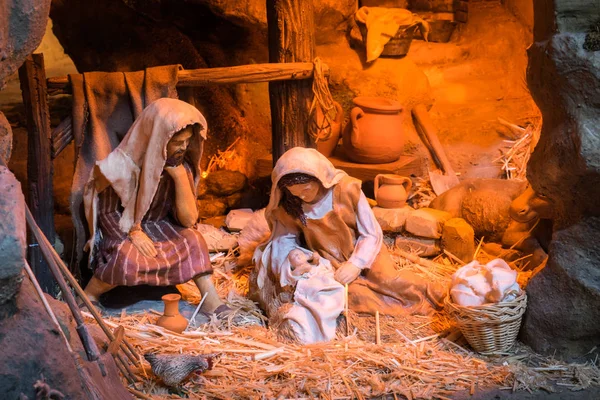 Рождественская крешь с Иосифом и Марией Лицензионные Стоковые Изображения