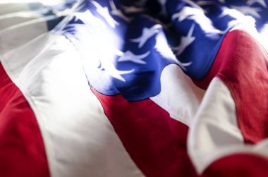 Gölge ve ışık hiç Amerikan bayrağı. Kasıtlı ve kompozisyon parçası parlak parlak nokta