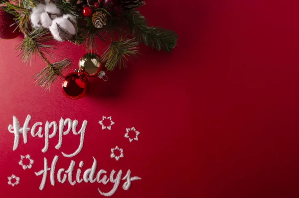 Gelukkige Vakantie Sneeuw Jingle Bells Rood — Stockfoto