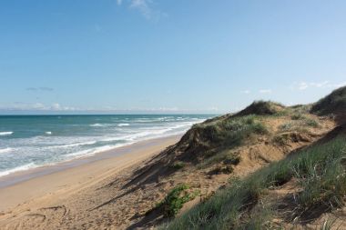 Beach kumul güneşli Coorong Milli Parkı'nda, Güney Aus