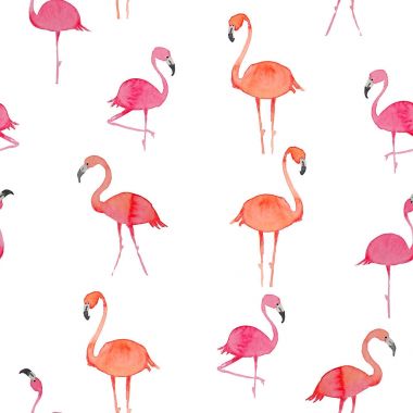 Beyaz arka plan üzerinde Flamingo Seamless modeli. Egzotik kuş. kumaş ve dekor illüstrasyon tasarımı.