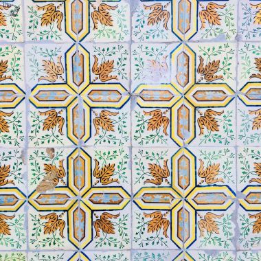 Geleneksel Portekiz seramik azulejo. Azulejo kökenli. Arabesk