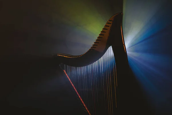 La harpe électro dans les rayons de lumière — Photo