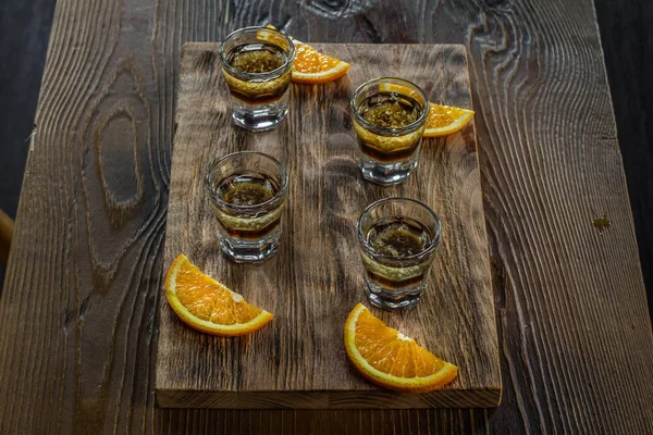 Bar alcoholic shots, mix cocktail — Stock Photo, Image