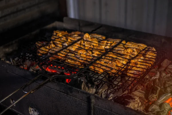Meat Fried Grill Open Fire — Stock Photo, Image