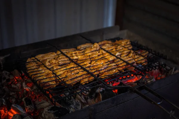 Meat Fried Grill Open Fire — Stock Photo, Image