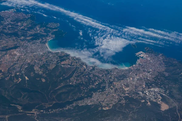 View European City Airplane Window — Stock Photo, Image