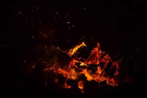 Eld Brinnande Grill Vandring Utanför Staden Skogen — Stockfoto