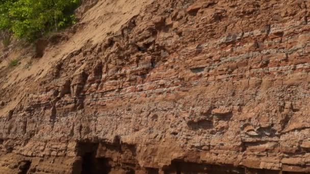 Clay Fälls Rockfall Landslide Från Turnén Solig Sommardag — Stockvideo