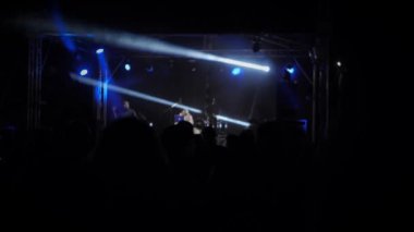 Bir müzik festivalinde dans eden bir kalabalık. Koridorda bir parti var.
