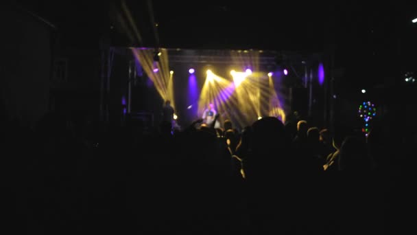 Uma Multidão Dançar Num Festival Música Uma Festa Corredor — Vídeo de Stock