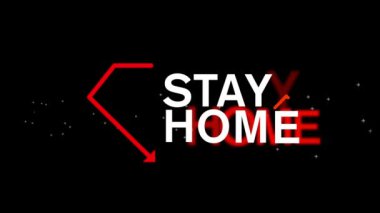 Siyah arkaplanda Corona Virüs Canlandırma Grafiği ile evde kal