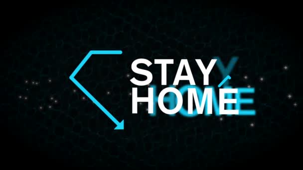 Stay Home Sign Corona Virus Animation Motion Graphic Black Background — Stock Video