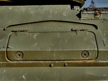 Askeri teçhizatın metal dokusu. Askeri teçhizat detayları. Gün