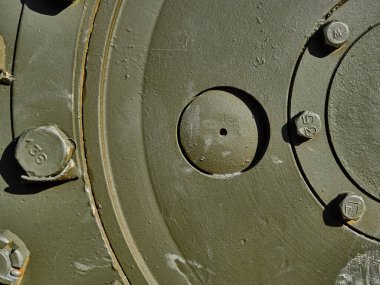 Askeri teçhizatın metal dokusu. Askeri teçhizat detayları. Gün