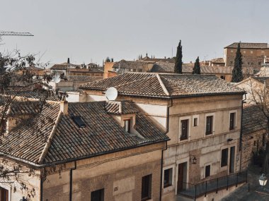İspanya 'nın eski başkenti Toledo' nun Panoraması. Akşam vakti.