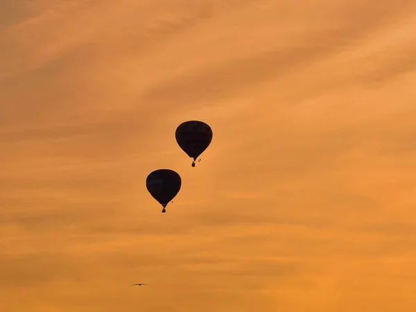 Ballonnen Vliegen Stad Warme Zomeravond Ballonfestival Goedenavond — Stockfoto