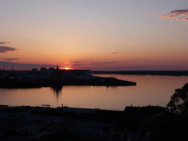 Nizhny Novgorod Tramonto Vista Dalla Cima Della Città Estate — Foto Stock