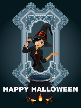 Cadılar Bayramı partisi poster cinsel cadı ile