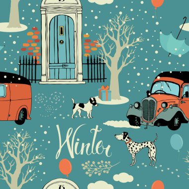 şehir hayatı kesintisiz renkli desen. Kentsel şehir vektör çizim