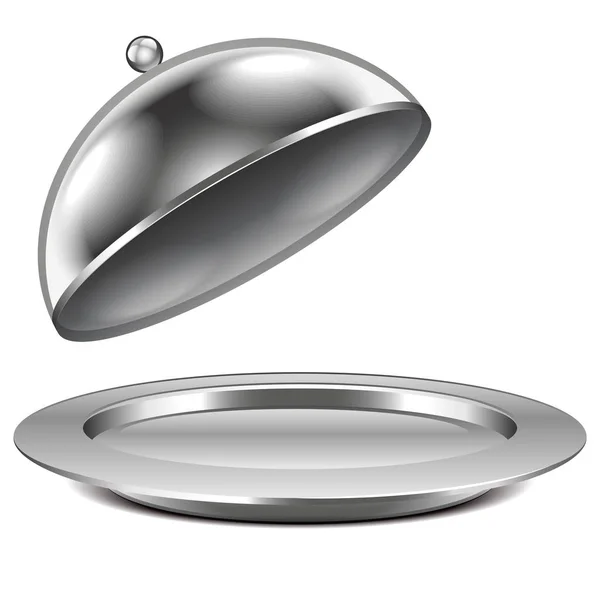 Open silver platter — Stock Vector © Krisdog #10156506