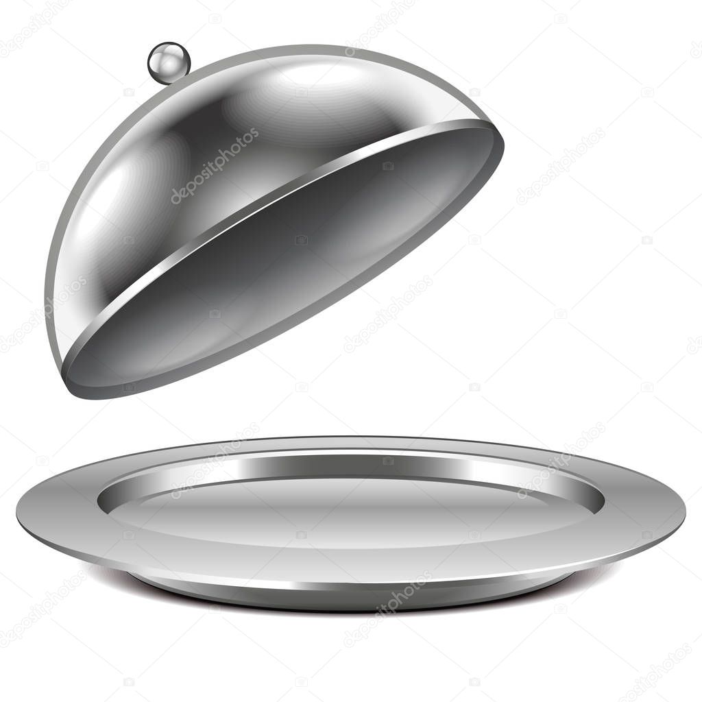 A metal dish with a lid. Vector illustration.