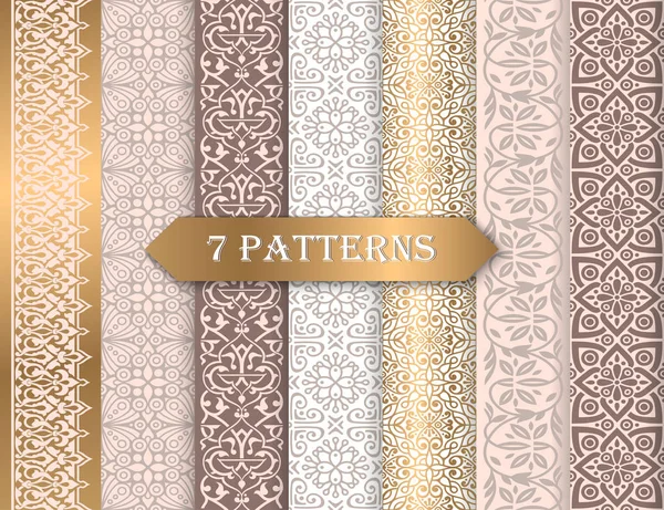 Colección de patrones ornamentales sin costura . — Vector de stock