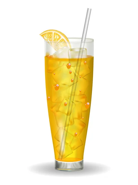 Апельсиновый витаминный сок в стакане с соломой. Векторная иллюстрация . — стоковый вектор