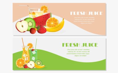 Bütün ve doğranmış taze sebze ve meyve gerçekçi tarzda renkli besteleri ile üç yatay afiş llustration vektör